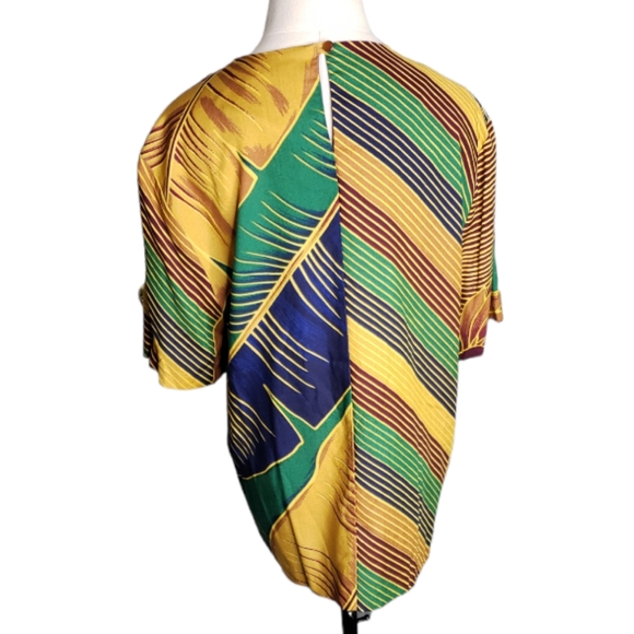 PALM Leaf Abstract Print Tropical Jamaica  Vibes Susan Graver Coastal Grandma ♡ - Picture 5 of 7